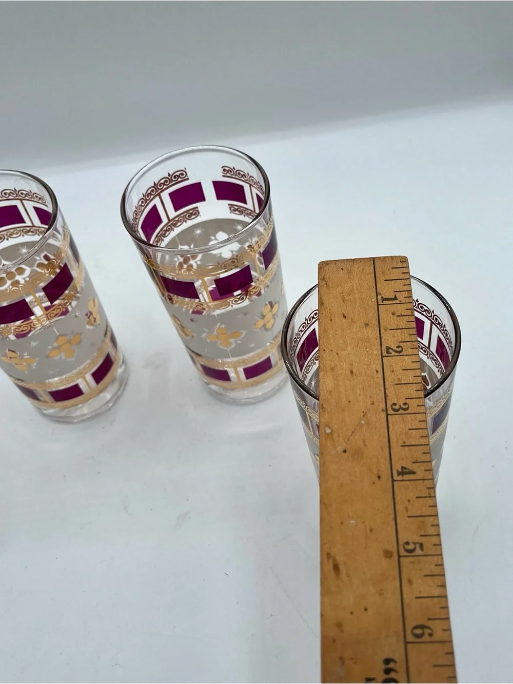 mid century Anchor Hocking Elegance Highball Tumblr Glasses Gold Atomic Set Of 4